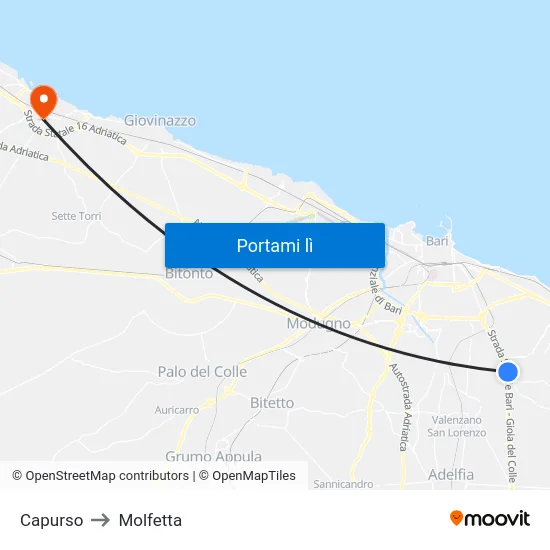 Capurso to Molfetta map