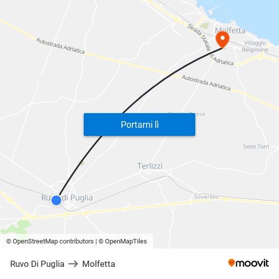 Ruvo Di Puglia to Molfetta map