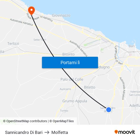 Sannicandro Di Bari to Molfetta map