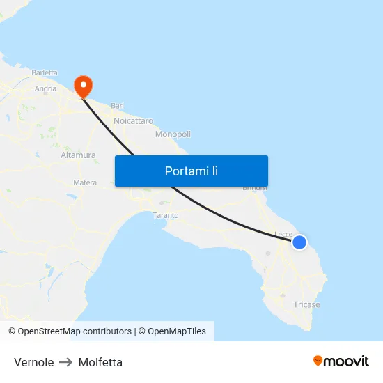 Vernole to Molfetta map