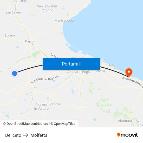 Deliceto to Molfetta map