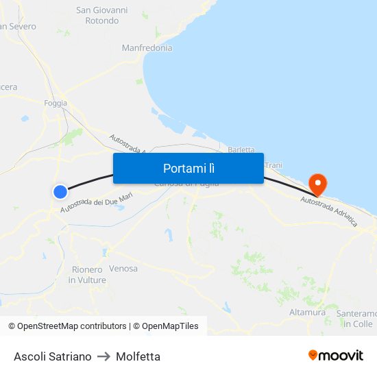 Ascoli Satriano to Molfetta map