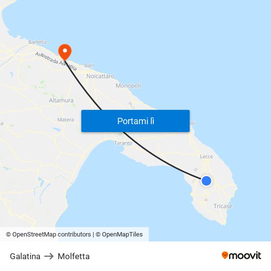 Galatina to Molfetta map