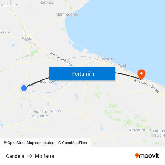 Candela to Molfetta map