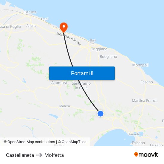 Castellaneta to Molfetta map