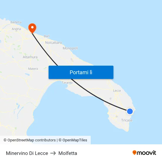 Minervino Di Lecce to Molfetta map