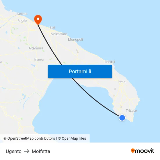 Ugento to Molfetta map