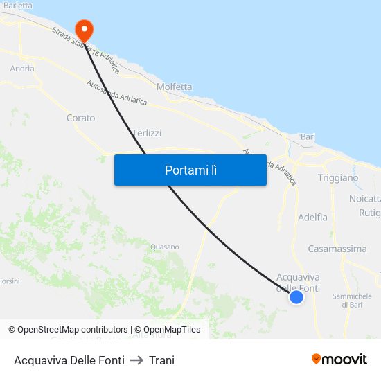 Acquaviva Delle Fonti to Trani map