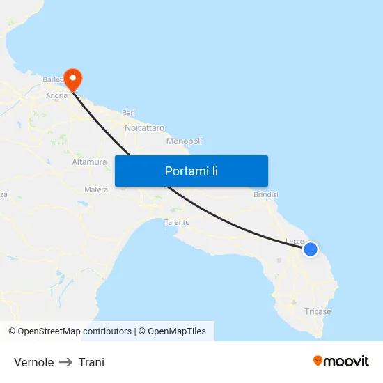 Vernole to Trani map