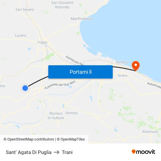 Sant' Agata Di Puglia to Trani map