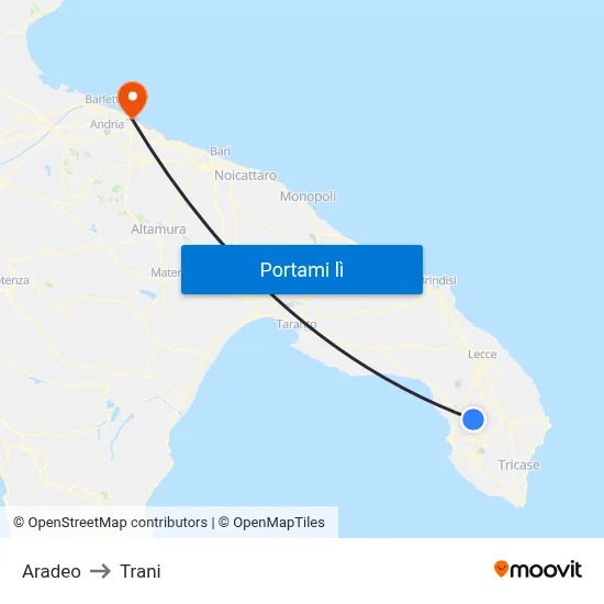 Aradeo to Trani map