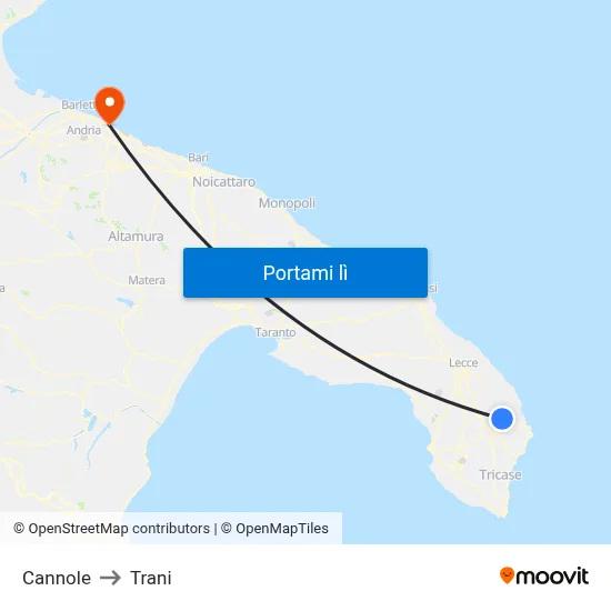 Cannole to Trani map