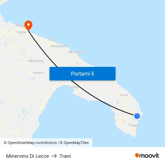 Minervino Di Lecce to Trani map