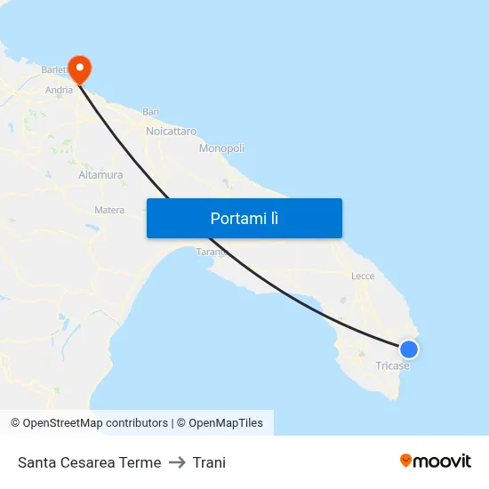 Santa Cesarea Terme to Trani map