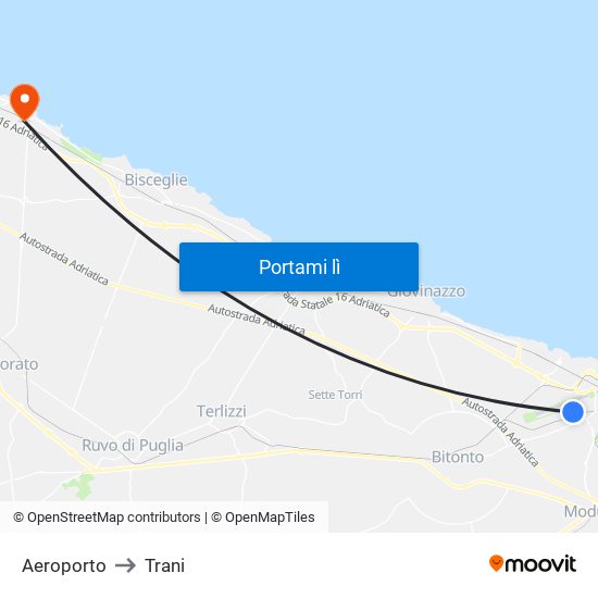 Aeroporto to Trani map
