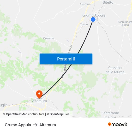 Grumo Appula to Altamura map