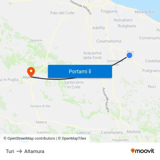 Turi to Altamura map