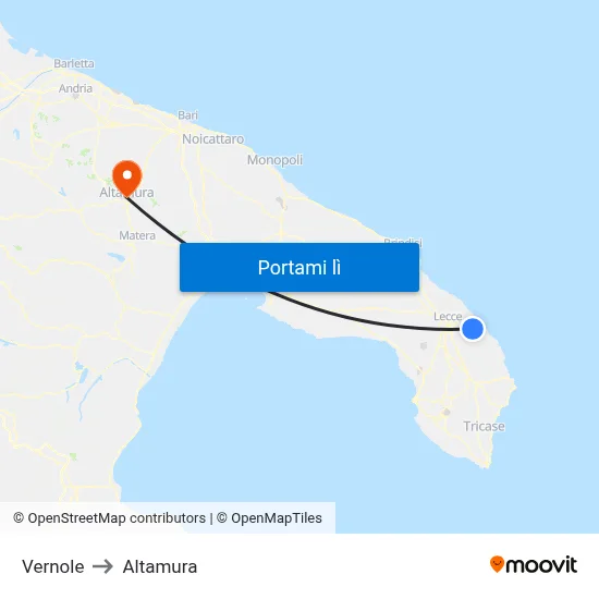 Vernole to Altamura map