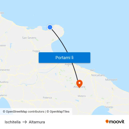 Ischitella to Altamura map