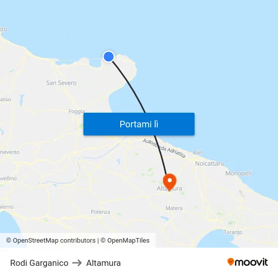 Rodi Garganico to Altamura map