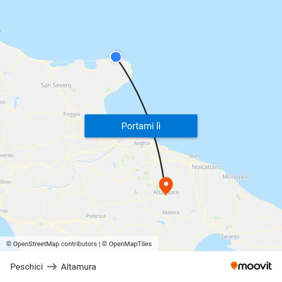 Peschici to Altamura map