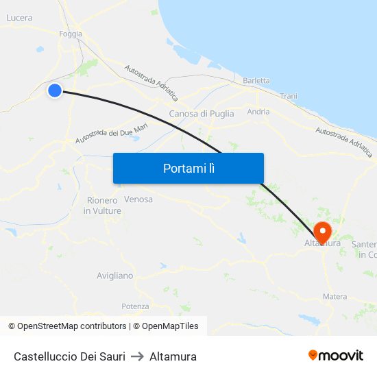 Castelluccio Dei Sauri to Altamura map