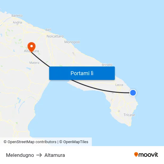 Melendugno to Altamura map