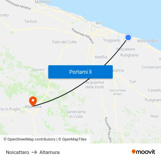 Noicattaro to Altamura map