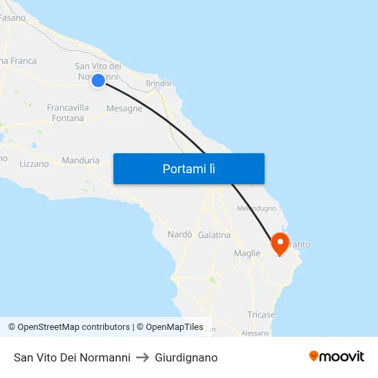San Vito Dei Normanni to Giurdignano map