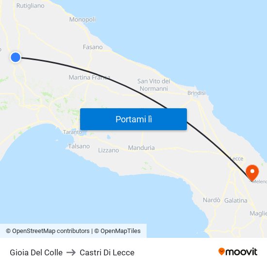 Gioia Del Colle to Castri Di Lecce map