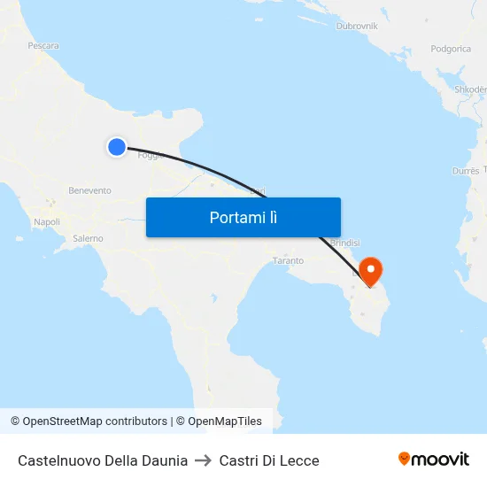 Castelnuovo Della Daunia to Castri Di Lecce map