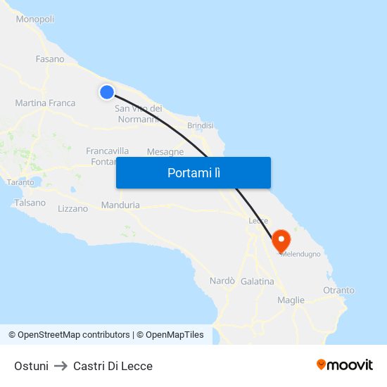 Ostuni to Castri Di Lecce map