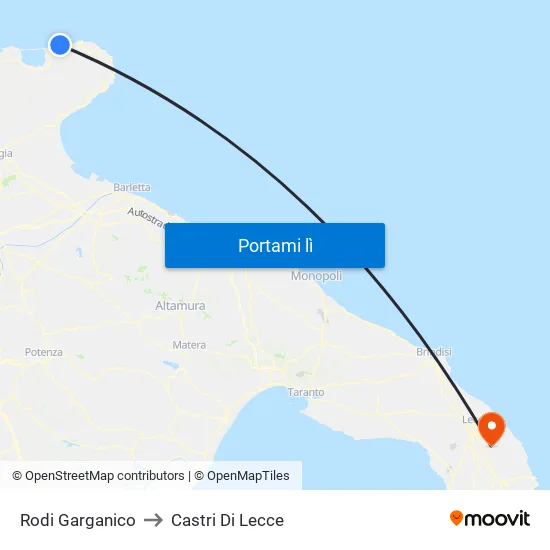 Rodi Garganico to Castri Di Lecce map