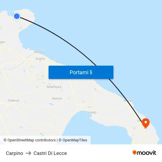 Carpino to Castri Di Lecce map