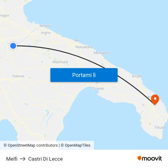 Melfi to Castri Di Lecce map