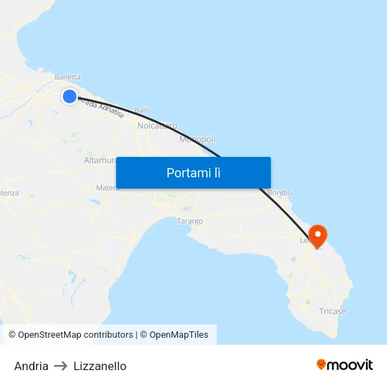Andria to Lizzanello map