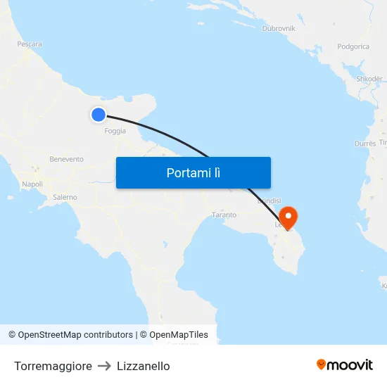 Torremaggiore to Lizzanello map