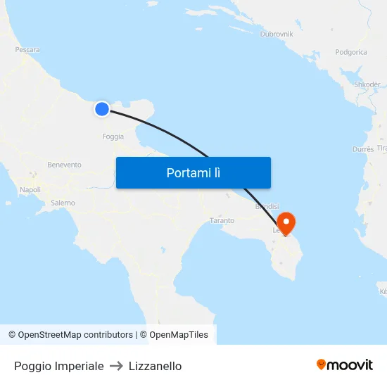Poggio Imperiale to Lizzanello map