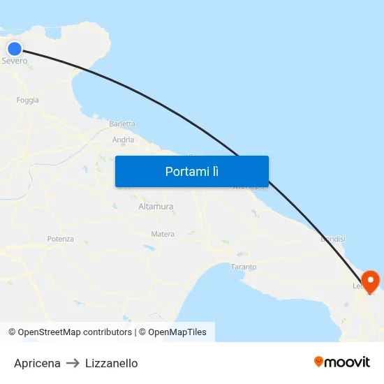 Apricena to Lizzanello map
