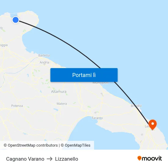 Cagnano Varano to Lizzanello map