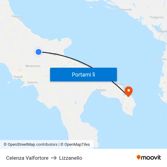Celenza Valfortore to Lizzanello map