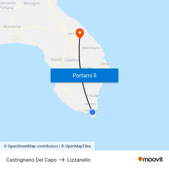 Castrignano Del Capo to Lizzanello map