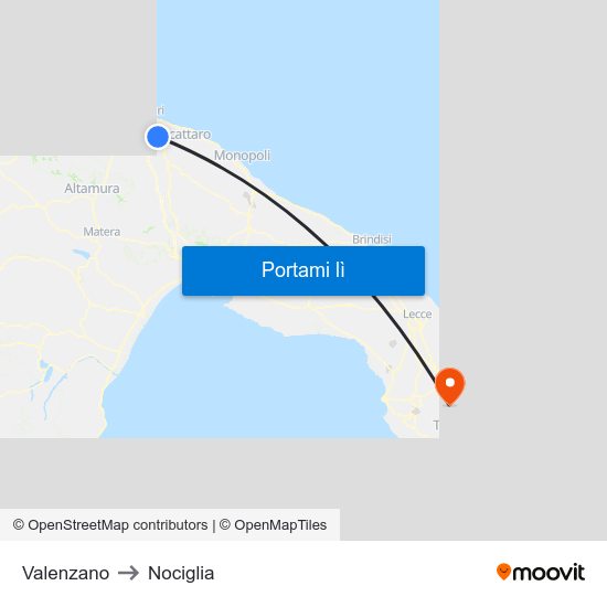 Valenzano to Nociglia map