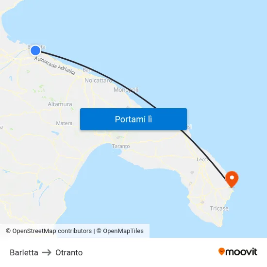 Barletta to Otranto map