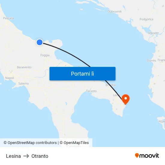 Lesina to Otranto map