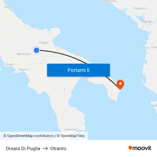 Orsara Di Puglia to Otranto map