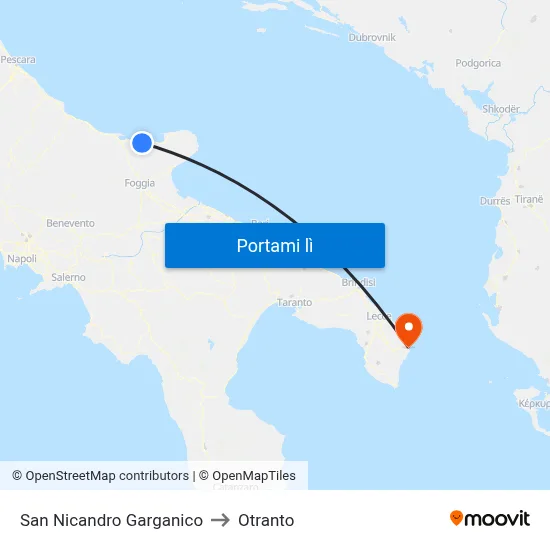 San Nicandro Garganico to Otranto map