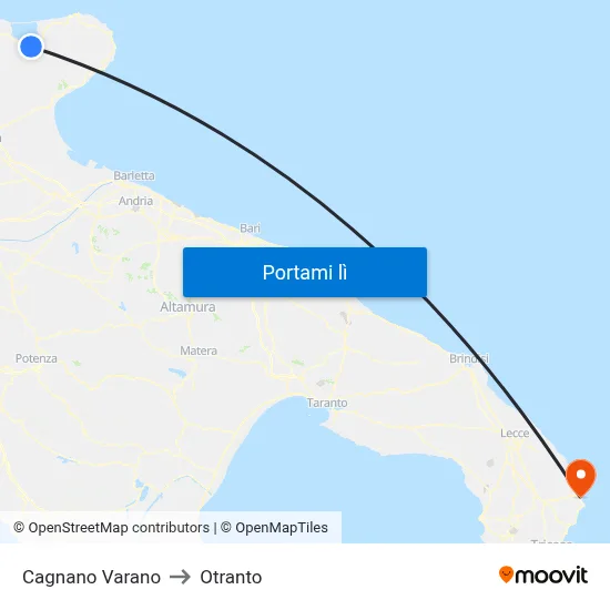 Cagnano Varano to Otranto map