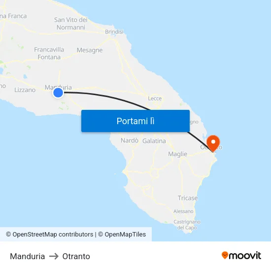 Manduria to Otranto map