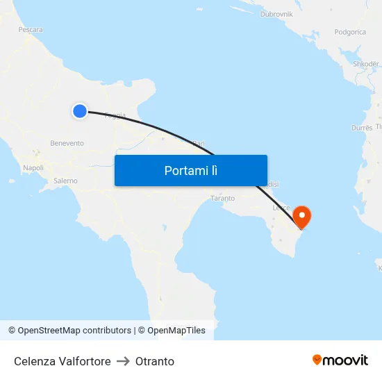 Celenza Valfortore to Otranto map